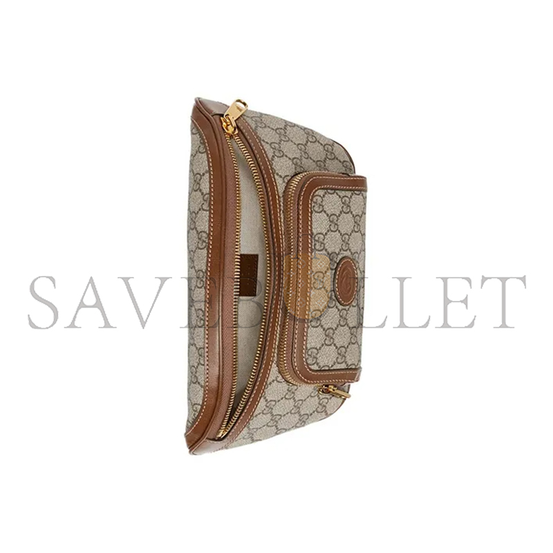 GUCCI GG LARGE CANVAS WITH LEATHER TRIM FANNY 733240 (22*15*4cm)